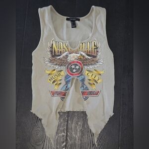 Forever 21 Beige Nashville Graphic Tank Top